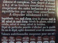 Bire De Gruyt Intense & Epice Ingredients