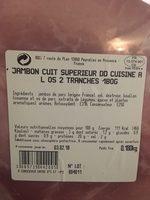 Jambon Cuit Superieure Ingredients