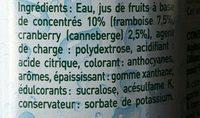 Sirop Framboise Cranberry 0% De Sucre Ingredients