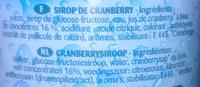 Sirop De Cranberry Ingredients