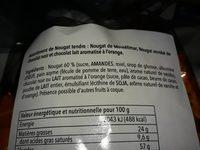 Nougat De Montelimar Lait Orange Ingredients