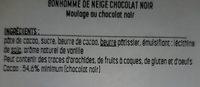 Bonhomme De Neige Chocolat Noir Ingredients