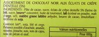 La Friture Croustillante Chocolat Noir Ingredients