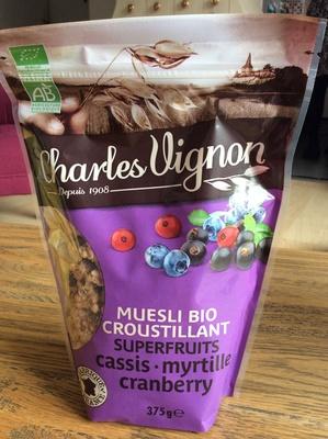 Muesli Bio Croustillant Superfruits : Cassis Myrtille Cranberry