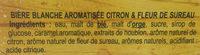 Bire Blanche Citron & Fleur De Sureau Ingredients