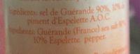 Mlange De Sel De Gurande Et Piment D'Espelette Ingredients