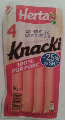 4 Original Knacki, 100 % Pur Porc (- 25 % De Sel)