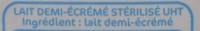 Lait Strilis UHT Demi-crm Ingredients