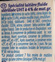 Crme Liquide 4% Ingredients