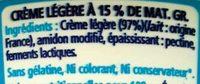 Bridelice Crme Lgre  15% De Mg 50cl Ingredients