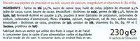 Biscuit Lait Chocolat Ingredients