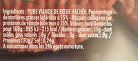 Steak Hache 15%% 2X125G Ls, Ingredients