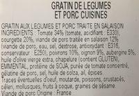 300G Gratin Legumes Porc Cuisine Stalaven Ingredients