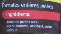 Tomates Entires Peles Ingredients