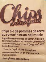 Chips Artisanales Romarin & Sel Marin Ingredients