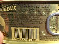 Sardines  La Tomate Le Trsor Des Dieux 46G X 3 Ingredients