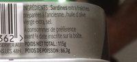 Sardines  L'huile D'olive Extra Vierge Ingredients