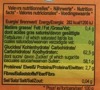 Dattes Nutrition Label
