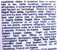 Dattes Ingredients