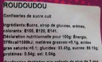 Bonbon Coquillage Roudoudou Sachet De 100 Ingredients