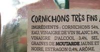 Le Petit Cornichon Francais Ingredients