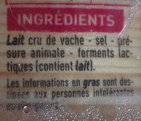 Mont D'Or Au Lait Cru Ingredients