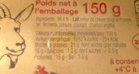 Cloche D'or Cabri Cendre Afine Minicave 150G Ingredients