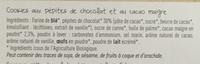Cookies Chocolat Ingredients