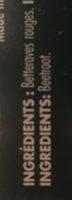 Betteraves Ingredients
