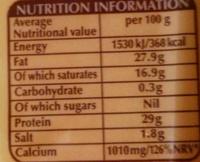 Emmental Nutrition Label