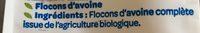 Flocons DAvoine Complte BIO Ingredients