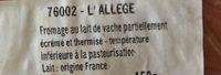 St Felicien Leger En Coupelle, 9%MG 150 G Ingredients