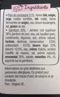 Le Rustic - Jambon Emmental Beurre Lger Et Noisettes Ingredients
