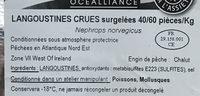 Langoustines Crues Surgeles Ingredients