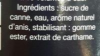 Sirop Anis Ingredients