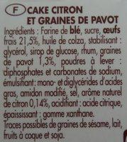 Cake Citron-Pavot Ingredients