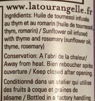 Huile Infuse Au Thym / Romarin 250 - La Tourangelle Ingredients