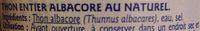 Thon Albacore Nature Ingredients