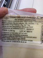 Ossau-iraty, A O C, Portion De 230 Grammes, Marque Reflets De France Ingredients