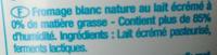 Fromage Blanc 0% Ingredients