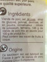 Saucisson Sec Pur Porc Ingredients