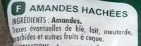 Amandes Haches Ingredients