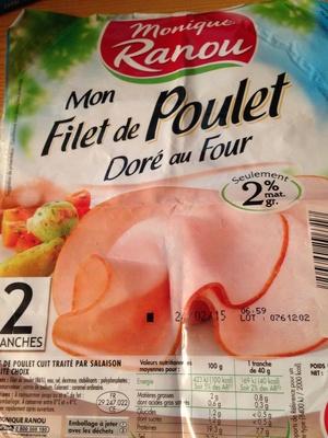 Mon Filet De Poulet - 2 Tranches - Dor Au Four