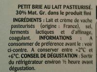 Petit Brie Ingredients