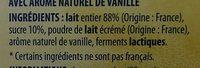 Yaourt Au Lait Entier Saveur Vanille Ingredients