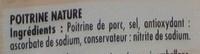 Tranches Fines Poitrine Nature Ingredients