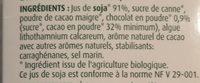 Boisson Au Soja Chocolat Ingredients