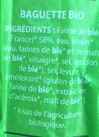 Baguette Biologique Ingredients