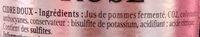 Cidre Ros Doux & Fruit (2.5%) Ingredients