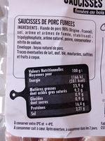 Jean Roz Saucisses Fumes La Barquette De 400 Gr Ingredients